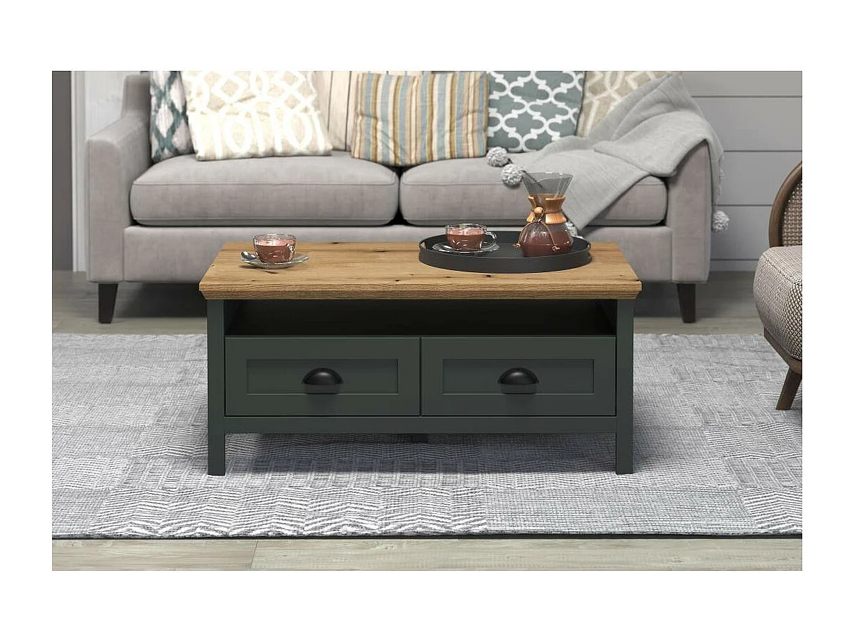 Stanton salontafel groen, eik decor.