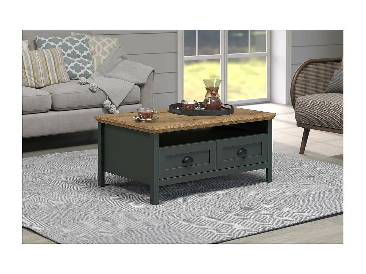 Stanton salontafel groen, eik decor.