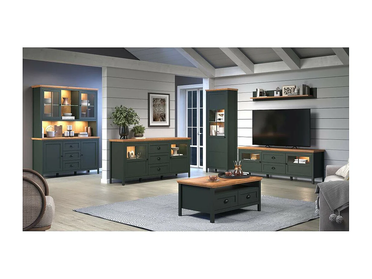 Stanton salontafel groen, eik decor.