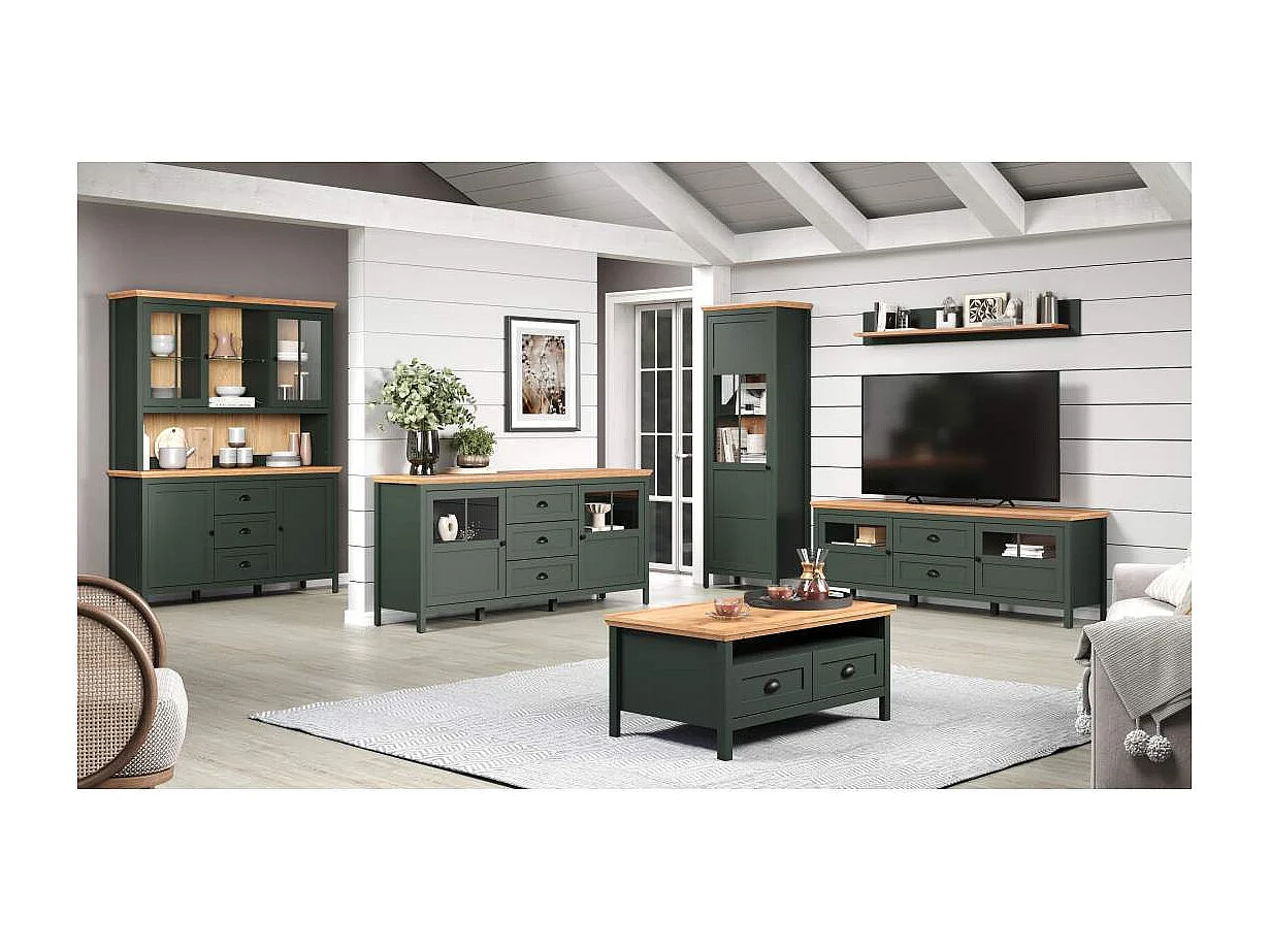 Stanton salontafel groen, eik decor.