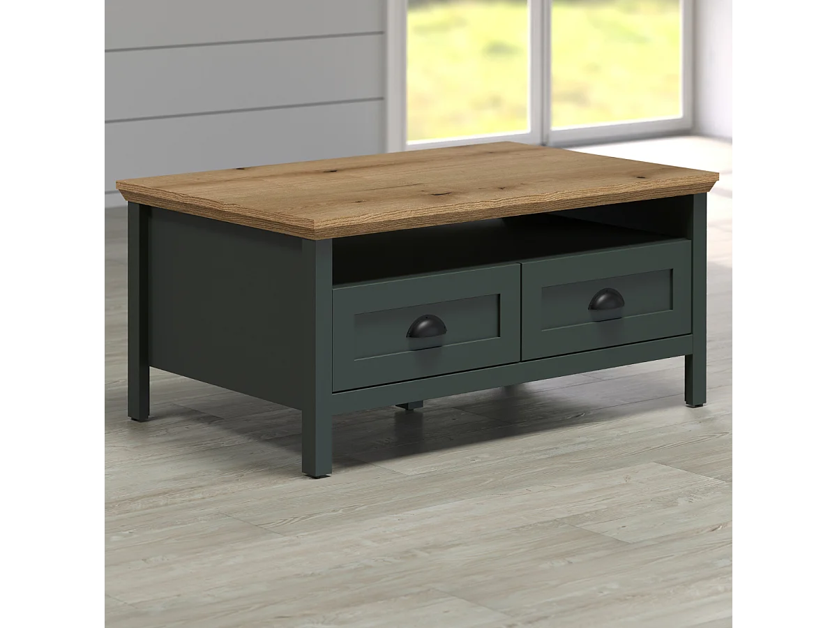 Stanton salontafel groen, eik decor.