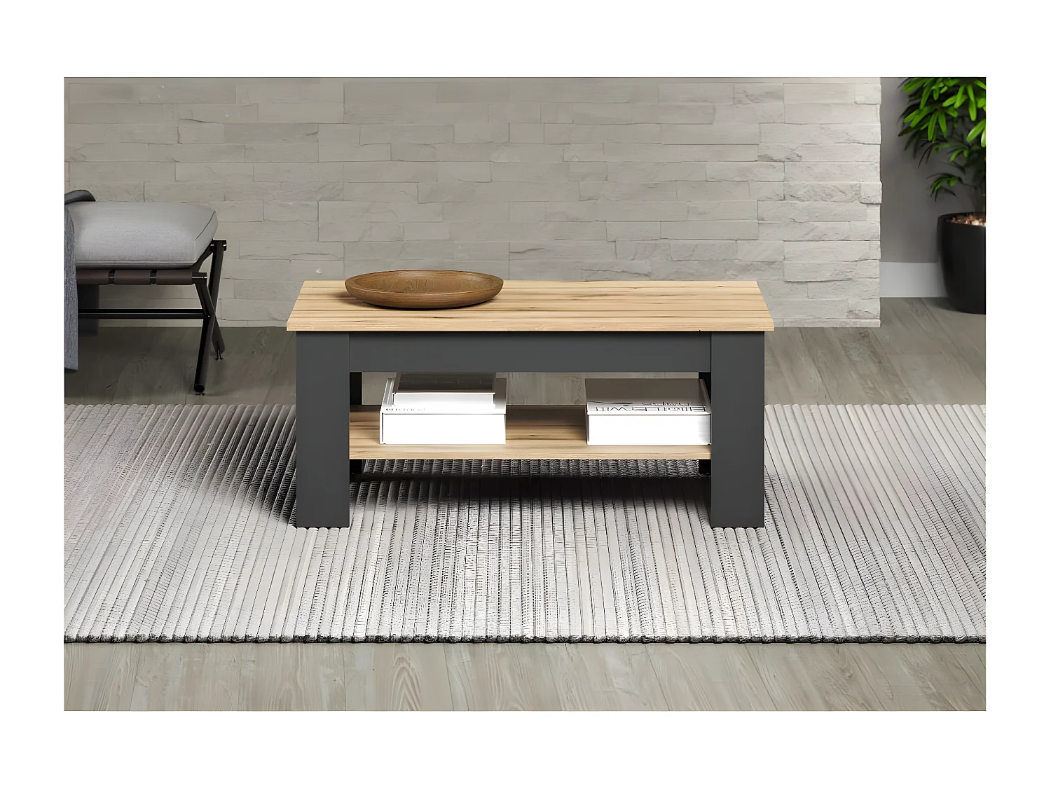 Universal salontafel grijs, eik decor.