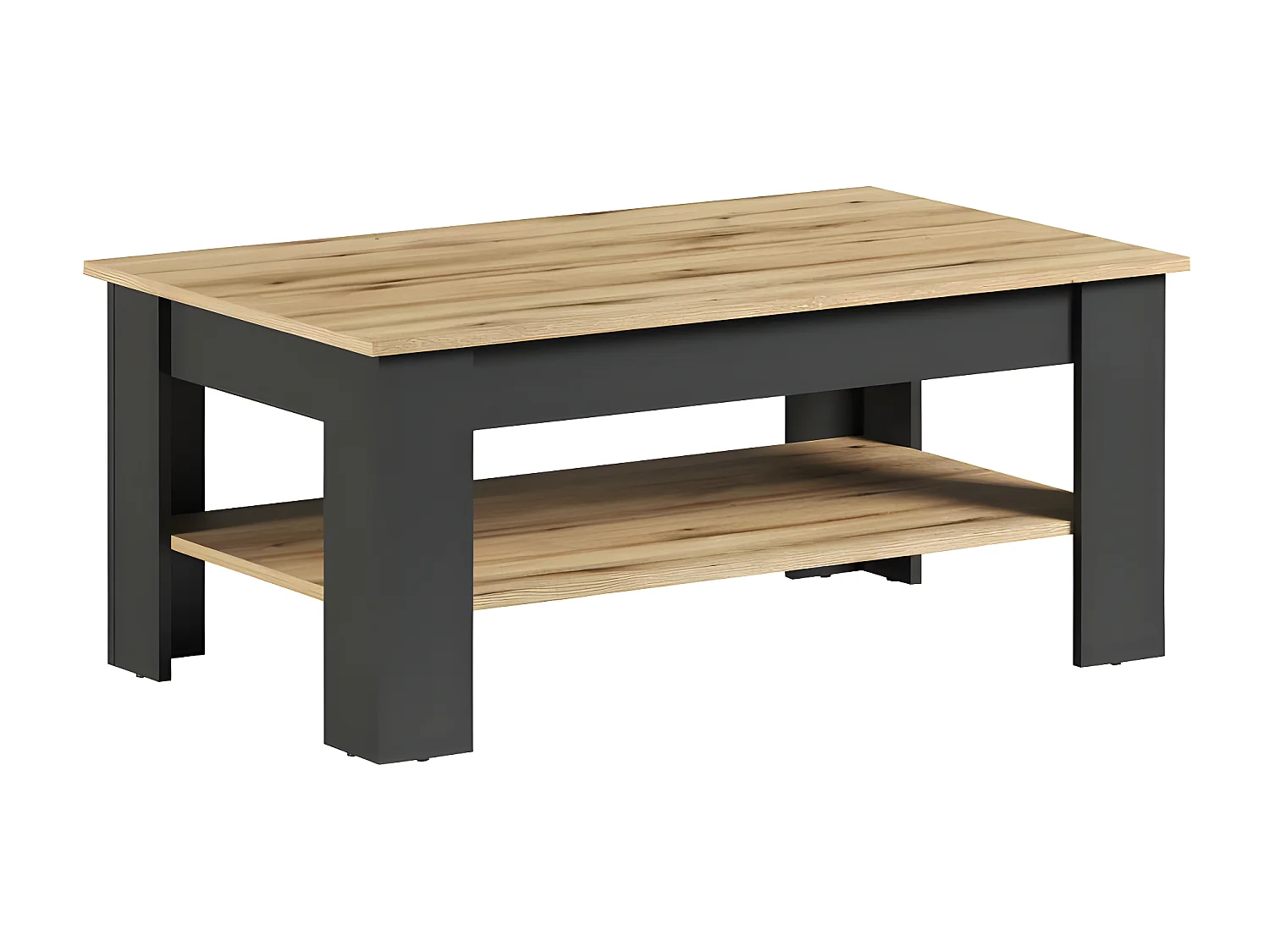 Tavolino universale grigio, decoro rovere.