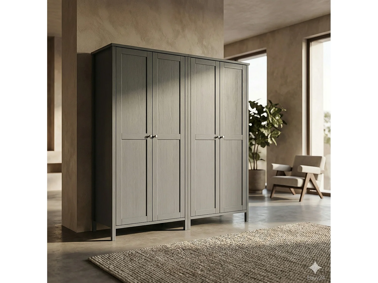 Tromsø kledingkast 4 deuren grijs.