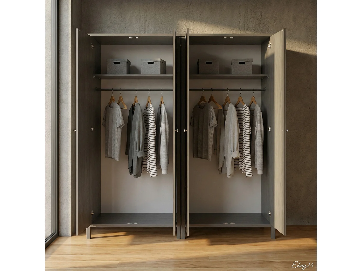 Tromsø kledingkast 4 deuren grijs.