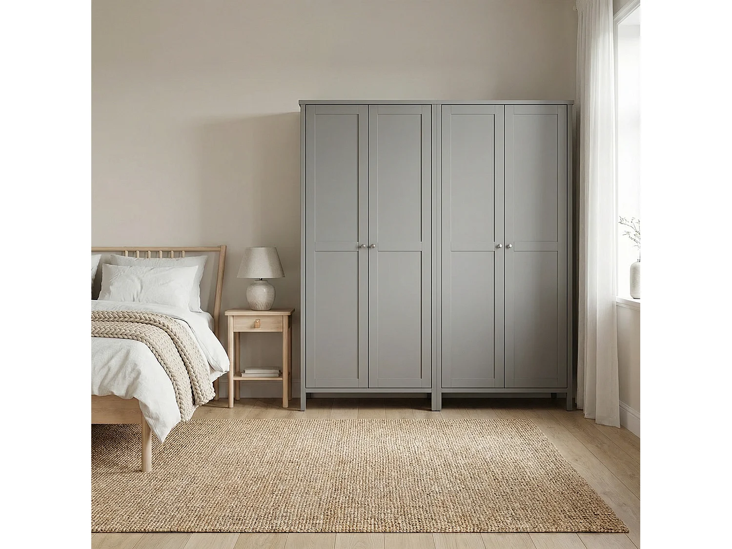 Tromsø kledingkast 4 deuren grijs.