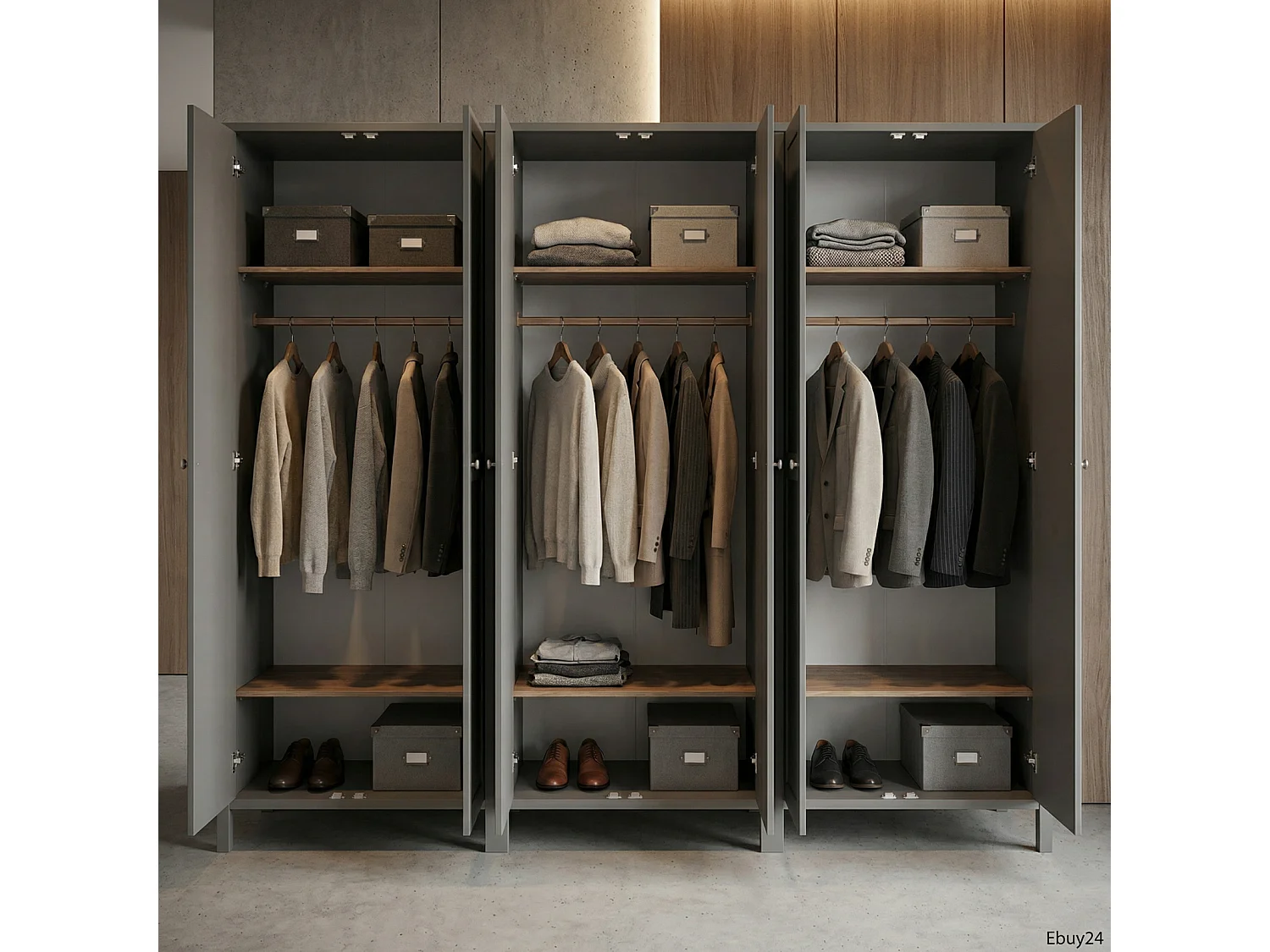 Tromsø kledingkast 6 deuren grijs.