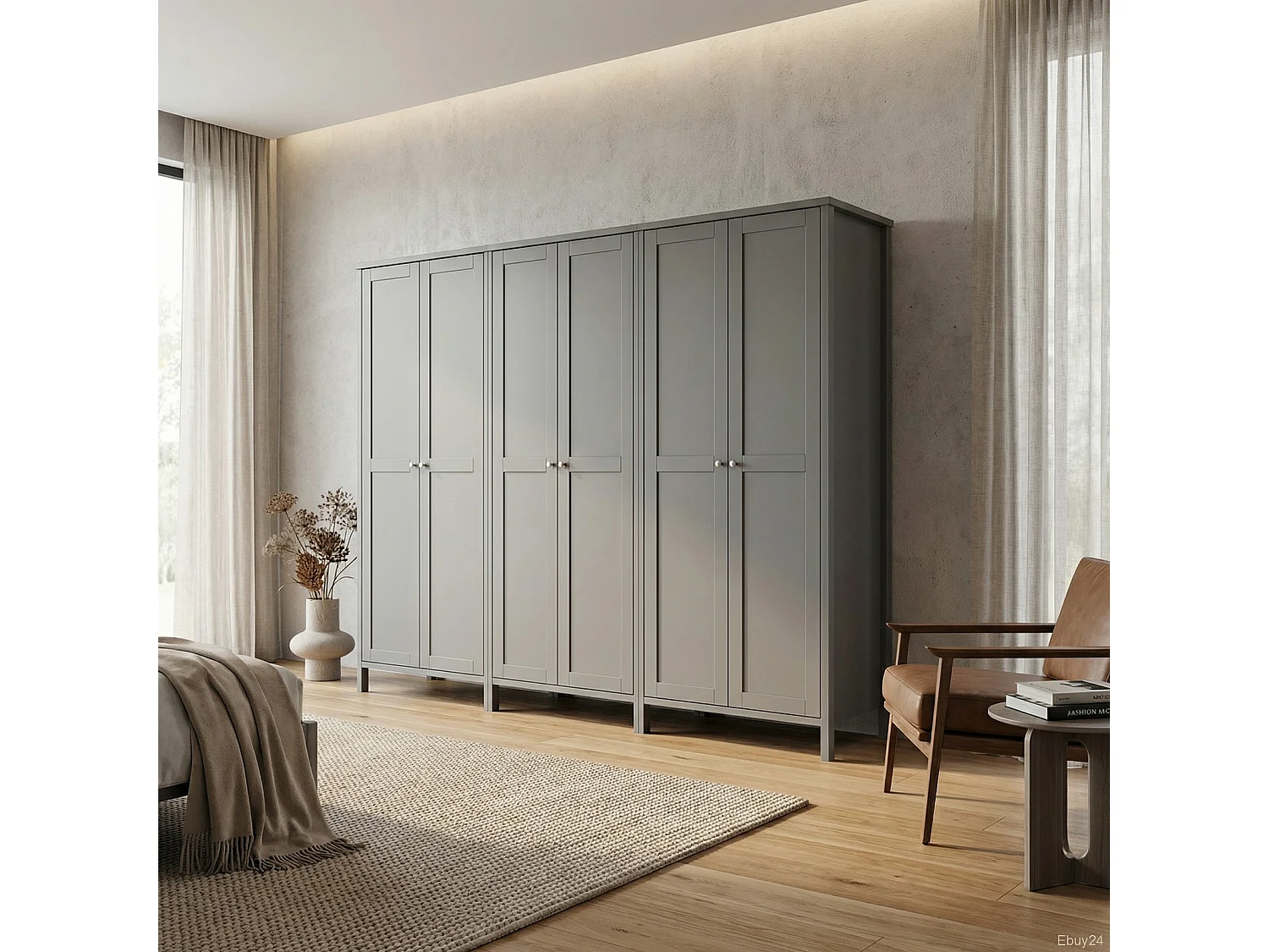 Tromsø kledingkast 6 deuren grijs.