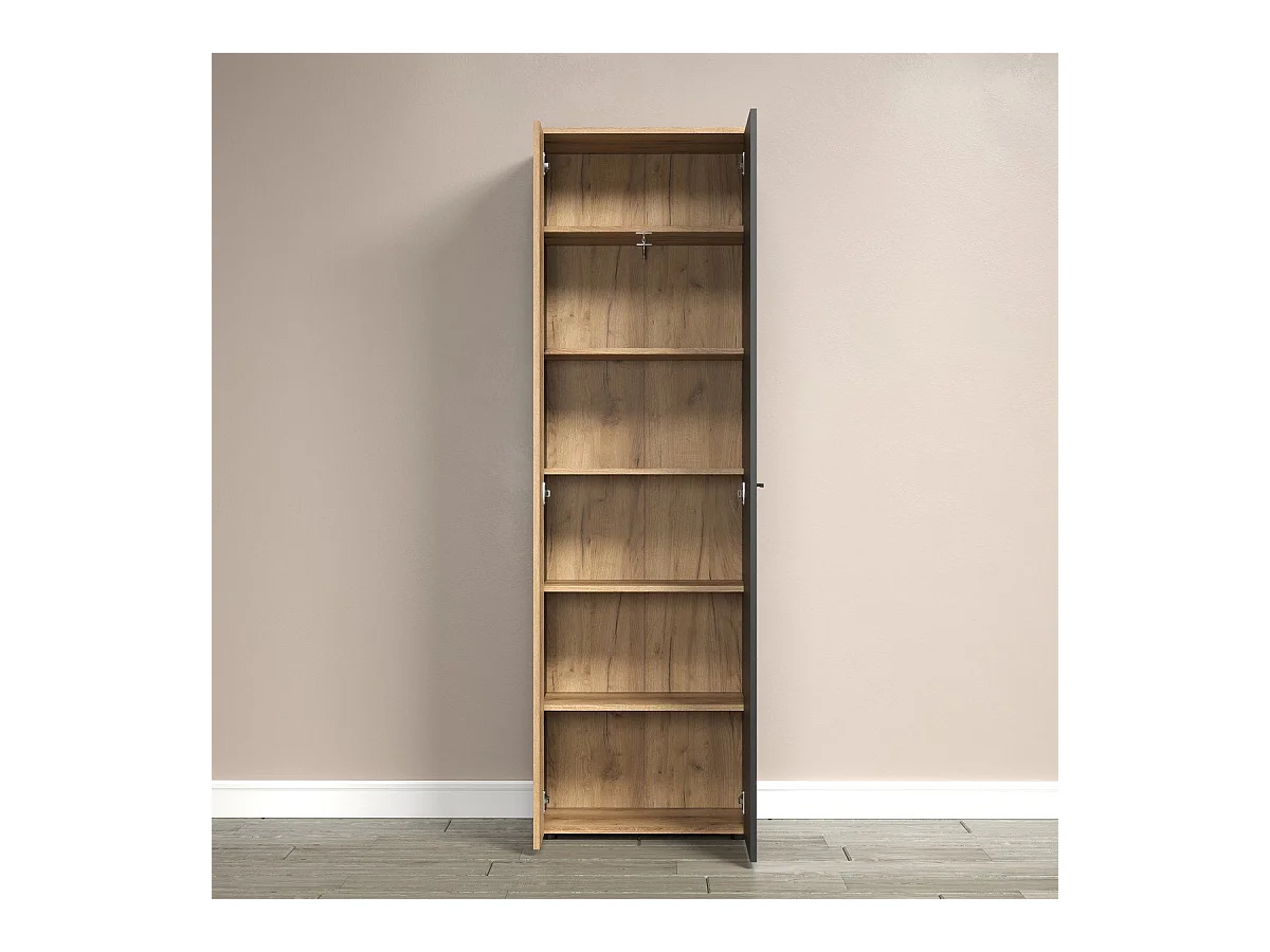 Esteban kledingkast grijs, eik decor.