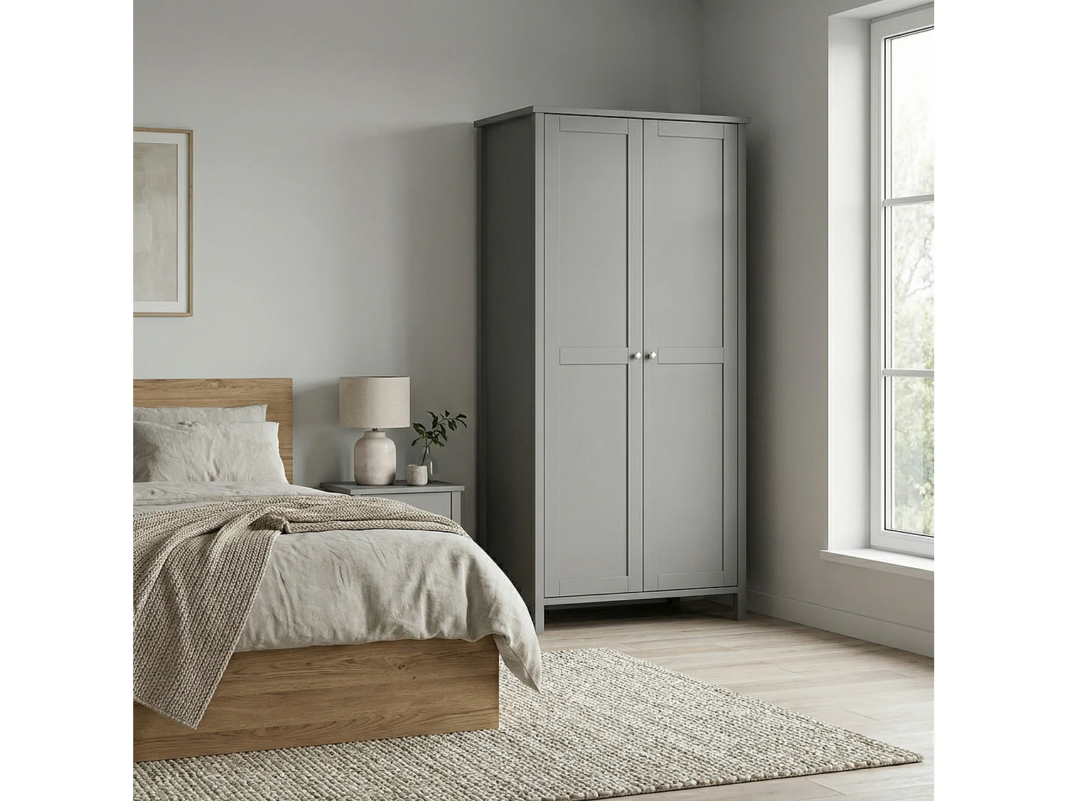 Tromsø armoire de rangement 2 portes gris.