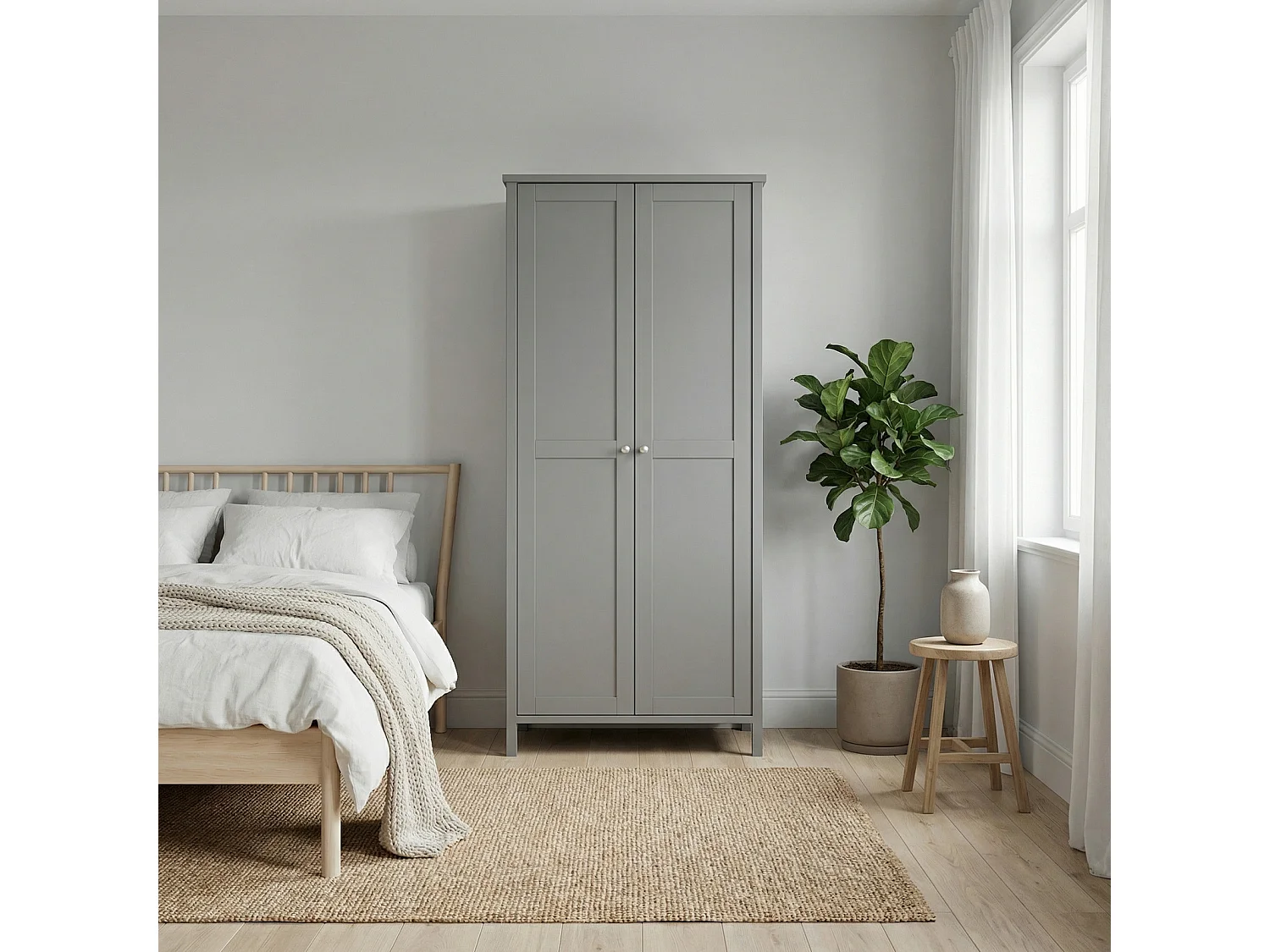 Tromsø armoire de rangement 2 portes gris.