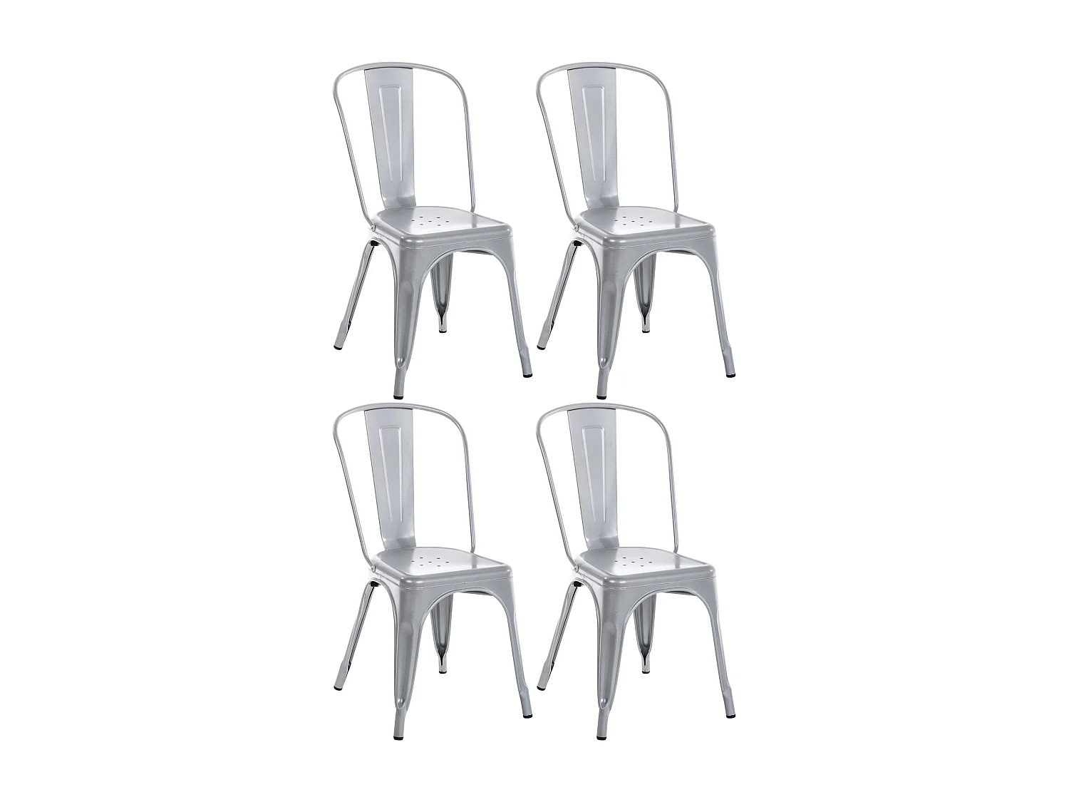 4er Set Bistrostuhl - Metall - silber - Benedikt