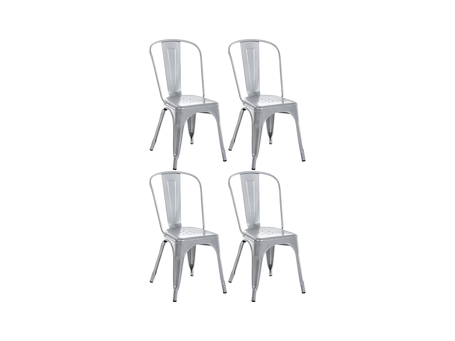 Lot de 4  Chaise de bistrot - Métal - Argent - Benedikt