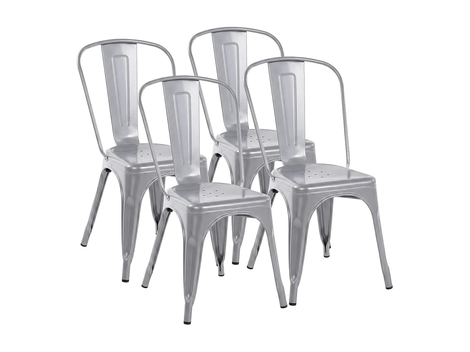 Lot de 4  Chaise de bistrot - Métal & Nature - Argent - Benedikt