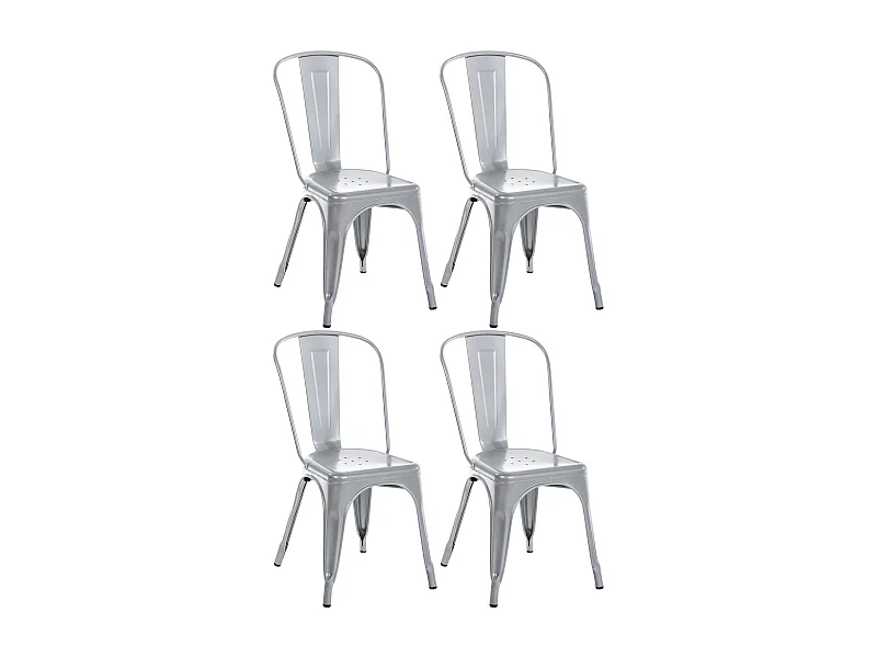Set van 4  Bistrostoel - Metaal - zilver - Benedikt