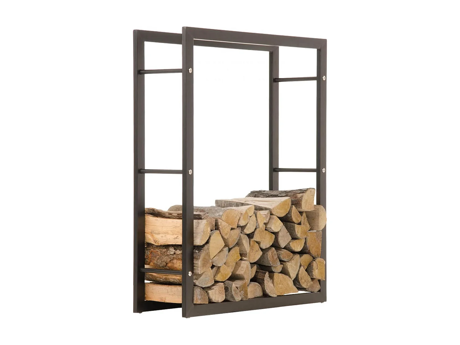 Etagère bois de cheminée - Métal - 100 x 25 x 100cm - Noir-mat - Keri