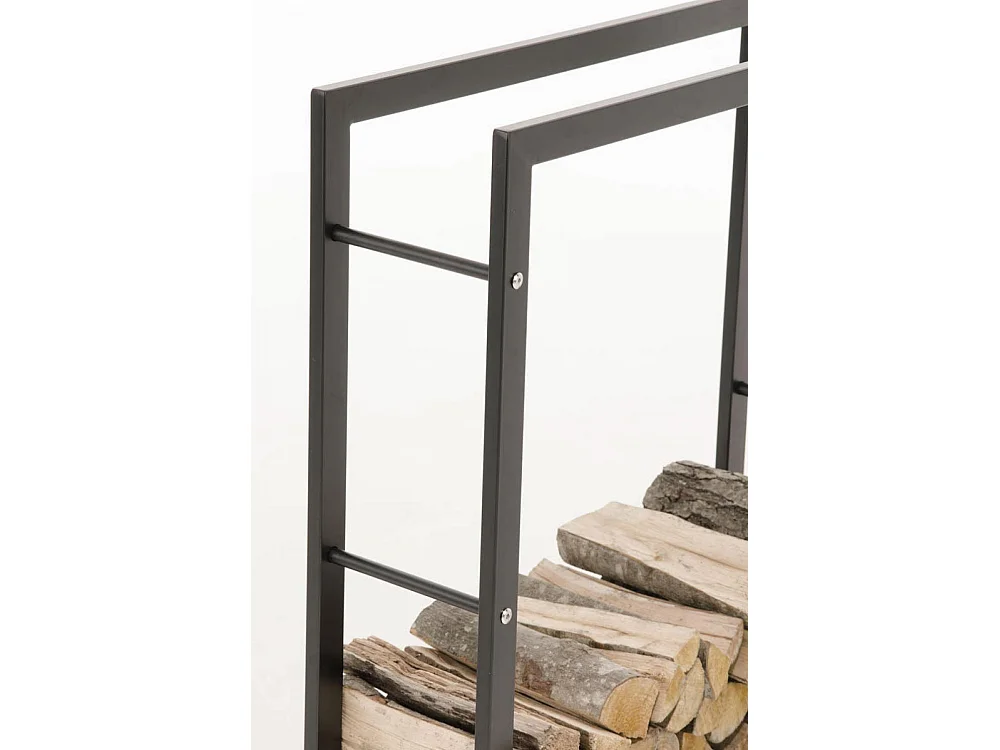 Etagère bois de cheminée - Métal - 100 x 25 x 100cm - Noir-mat - Keri