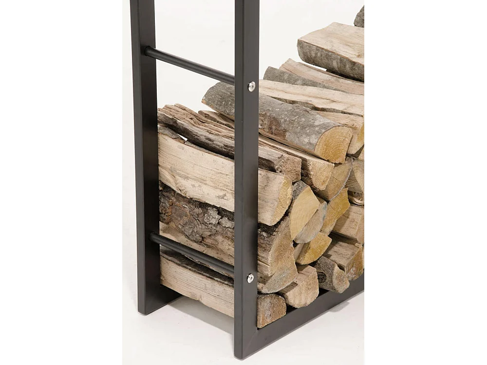 Etagère bois de cheminée - Métal - 100 x 25 x 100cm - Noir-mat - Keri