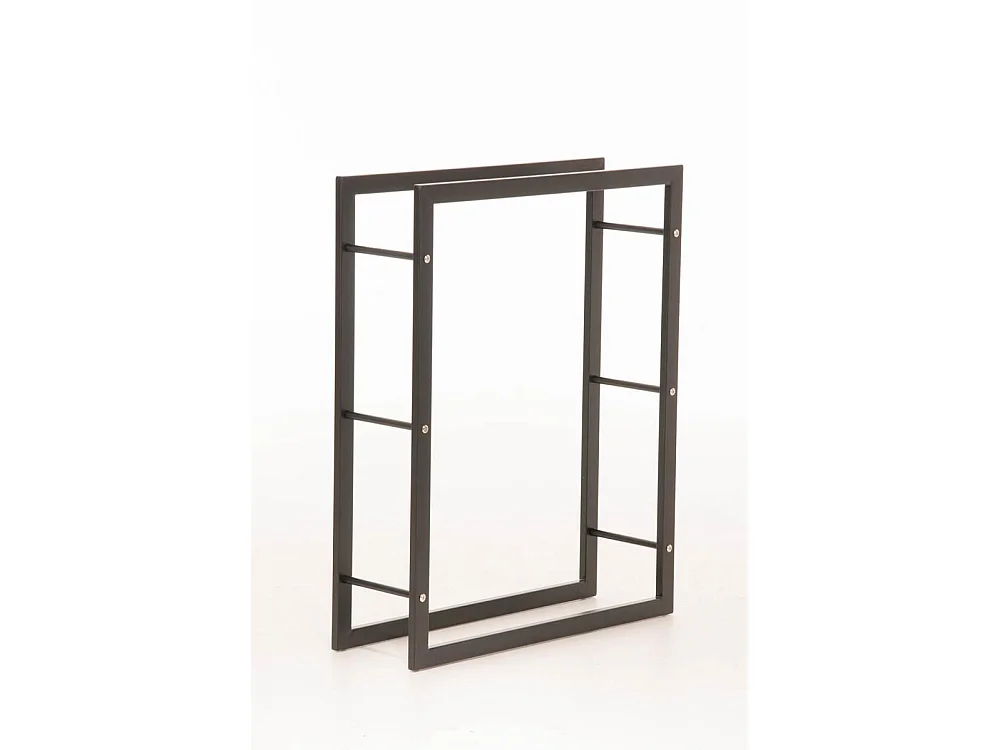 Etagère bois de cheminée - Métal - 100 x 25 x 100cm - Noir-mat - Keri
