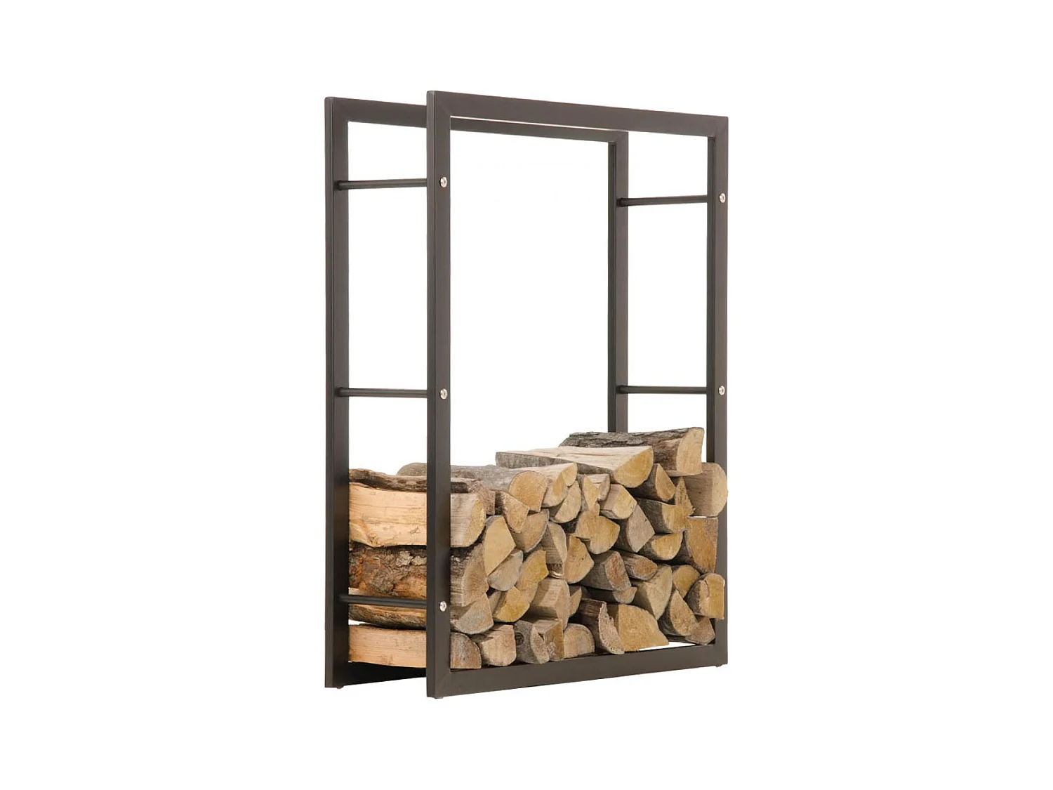 Etagère bois de cheminée - Métal - 100 x 25 x 100cm - Noir-mat - Keri