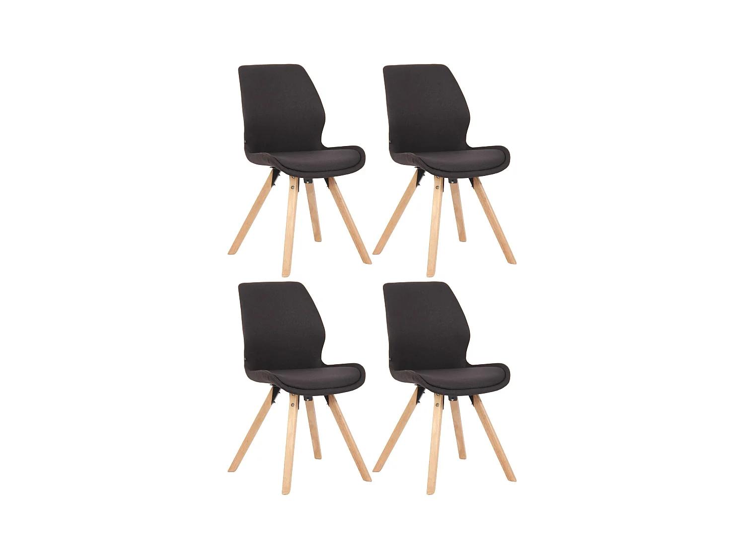 Set di 4  Sedia da pranzo - Tessuto - nero - Luna