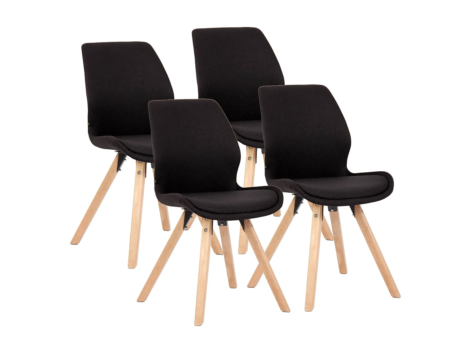 Lot de 4  chaise salle à manger - Tissu - Noir - Luna