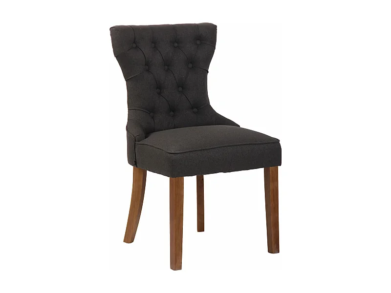 chaise salle à manger - Tissu & Antique clair - Gris foncé - Franca