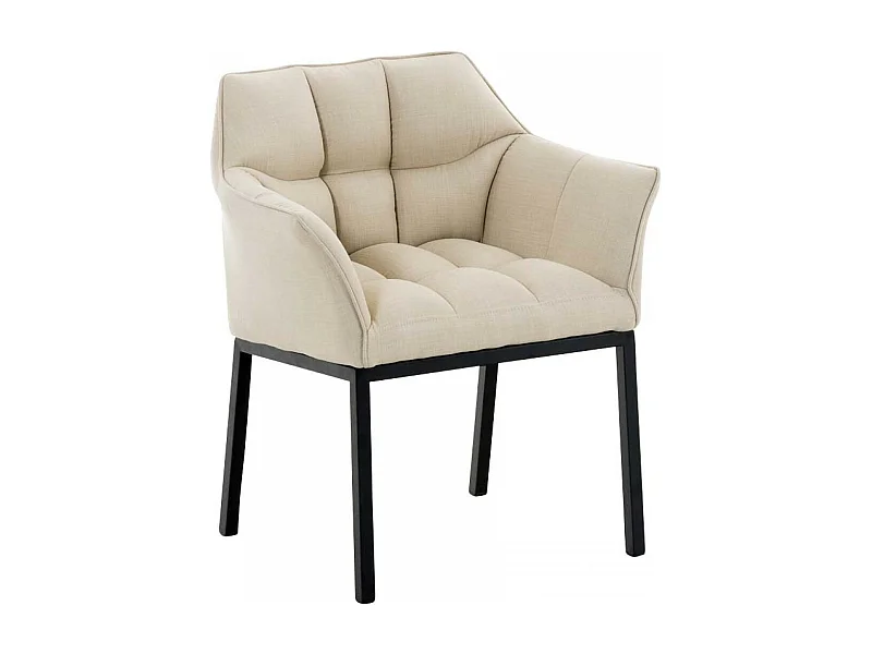 chaise salle à manger - Tissu & Noir - Crème - Octavia