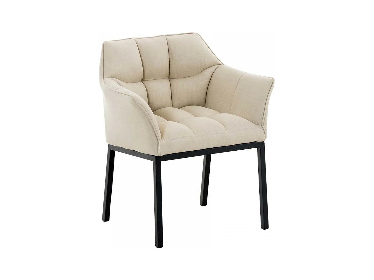 chaise salle à manger - Tissu & Noir - Crème - Octavia