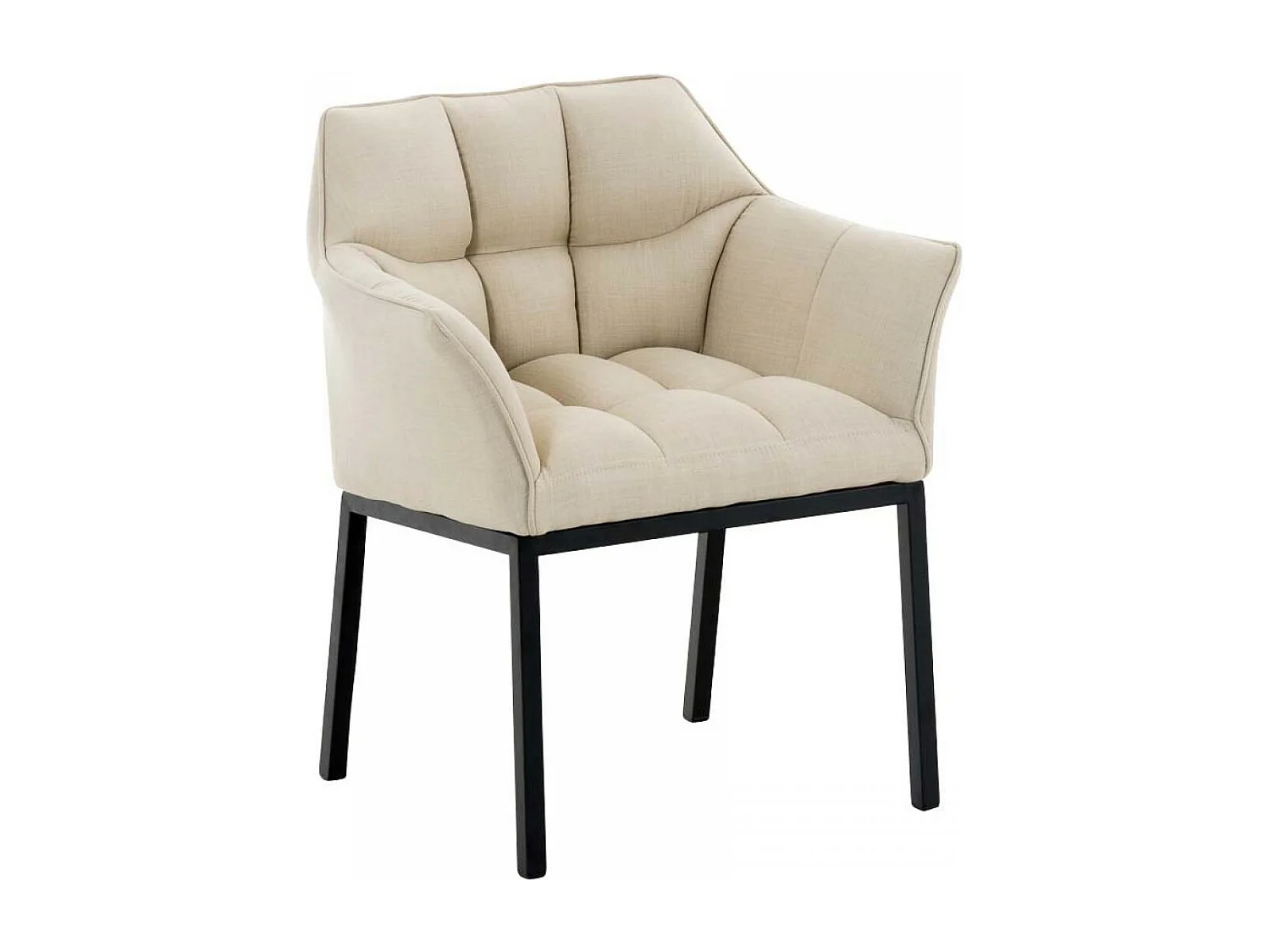 chaise salle à manger - Tissu & Noir - Crème - Octavia