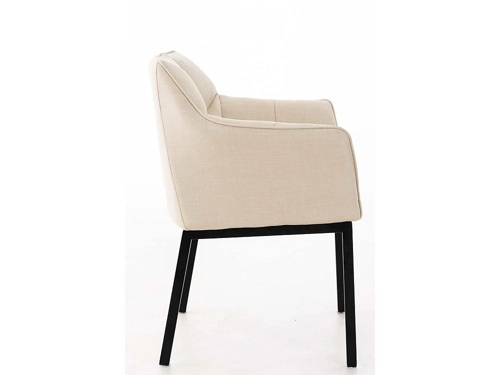 chaise salle à manger - Tissu & Noir - Crème - Octavia