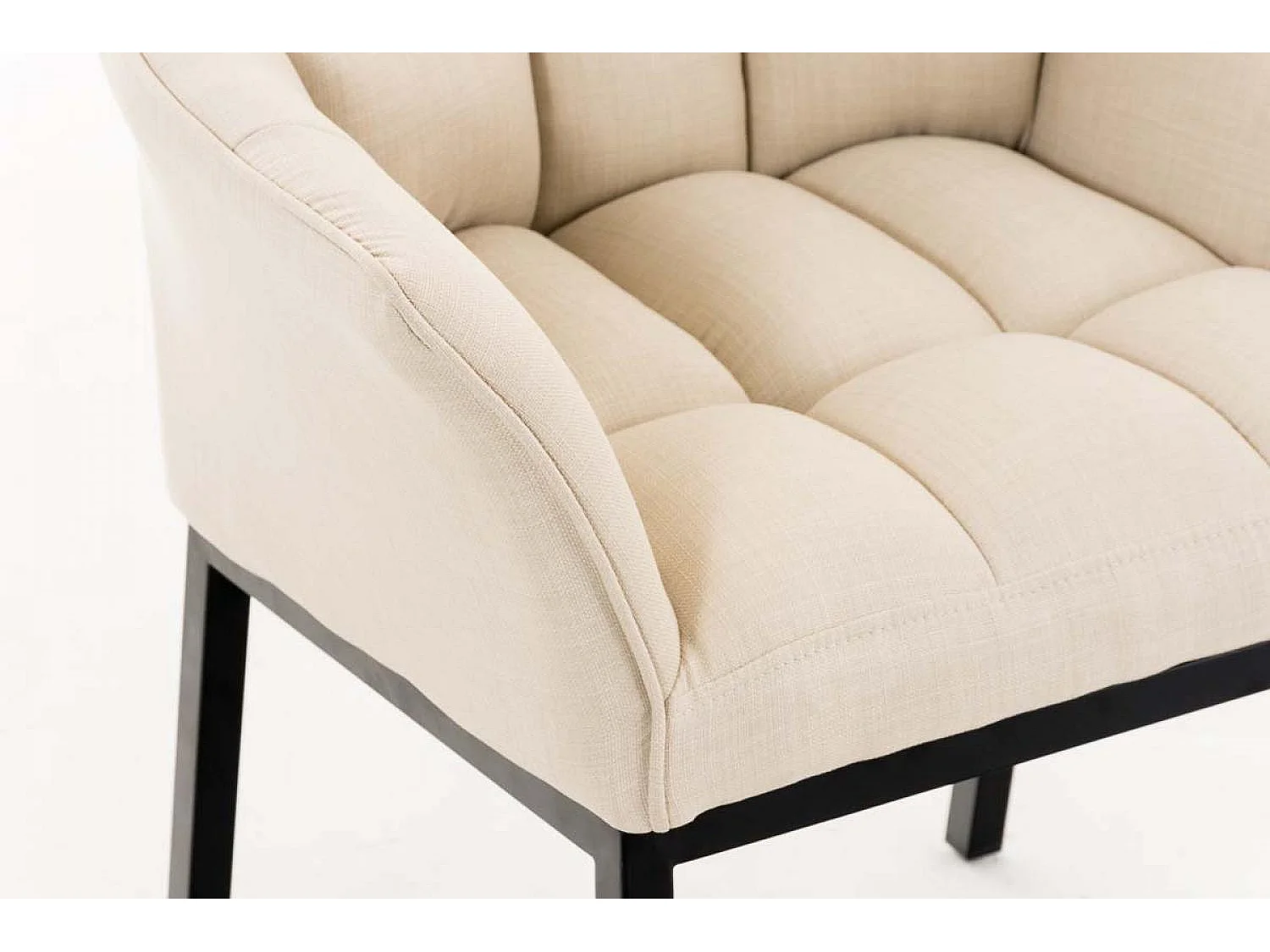 chaise salle à manger - Tissu & Noir - Crème - Octavia