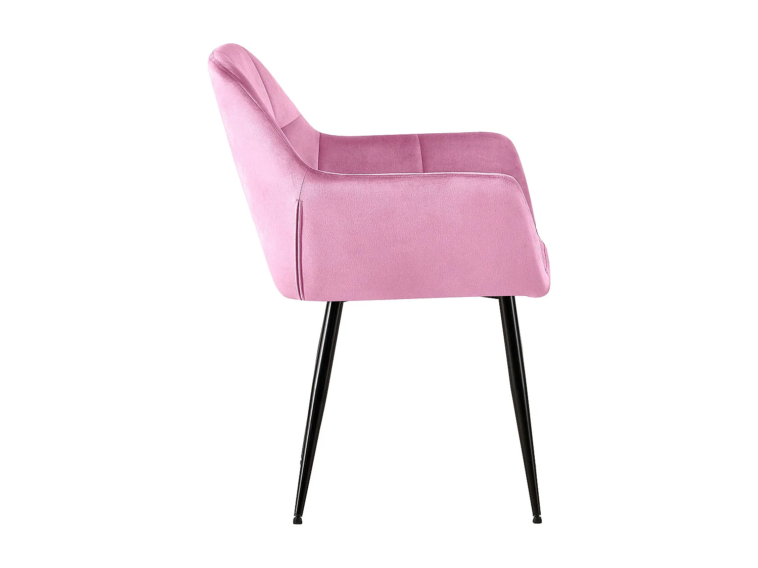 Lot de 4  chaises avec accoudoirs - Velours - Rose - Emia