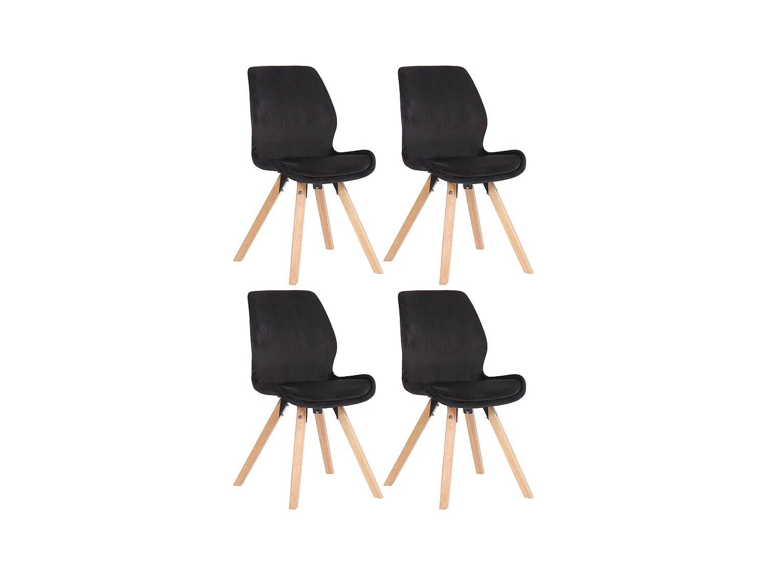 Lot de 4  chaise salle à manger - Velours - Noir - Luna
