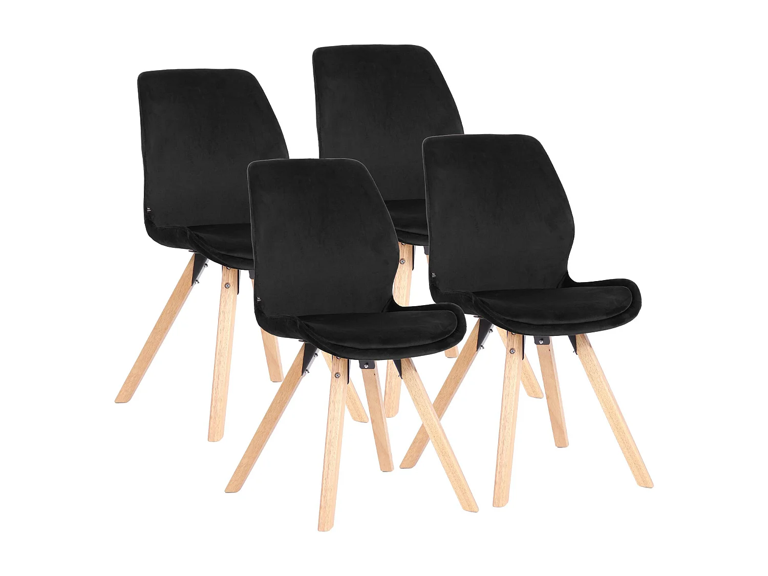 Lot de 4  chaise salle à manger - Velours - Noir - Luna