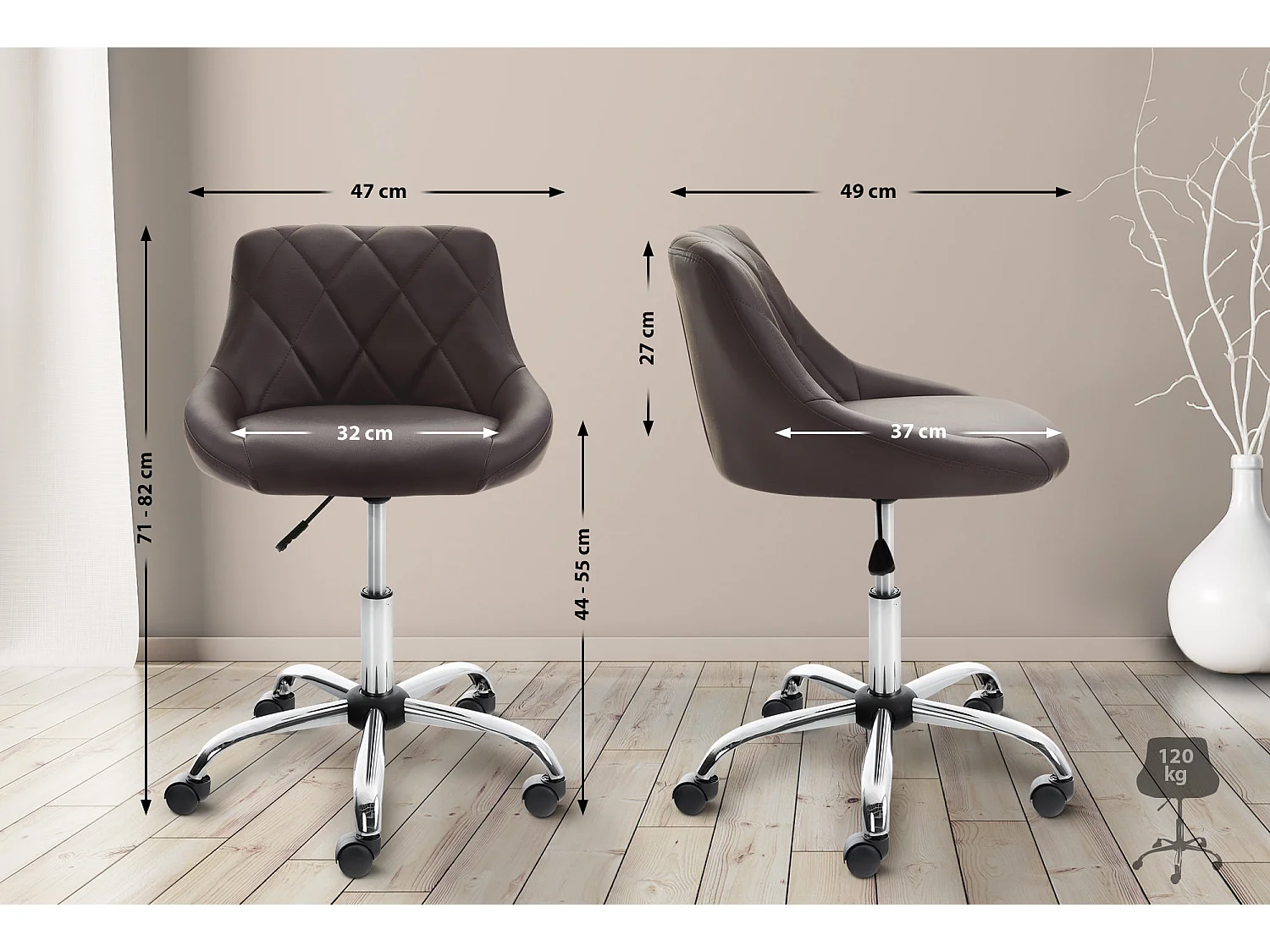 Chaise de bureau - Similicuir & Métal chromé - Lazio