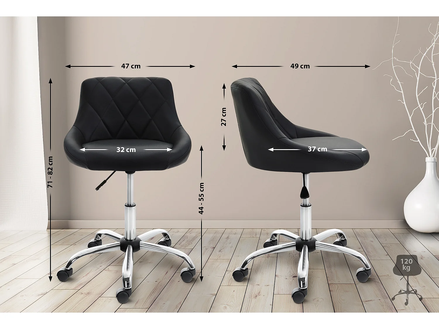 Chaise de bureau - Similicuir & Métal chromé - Lazio