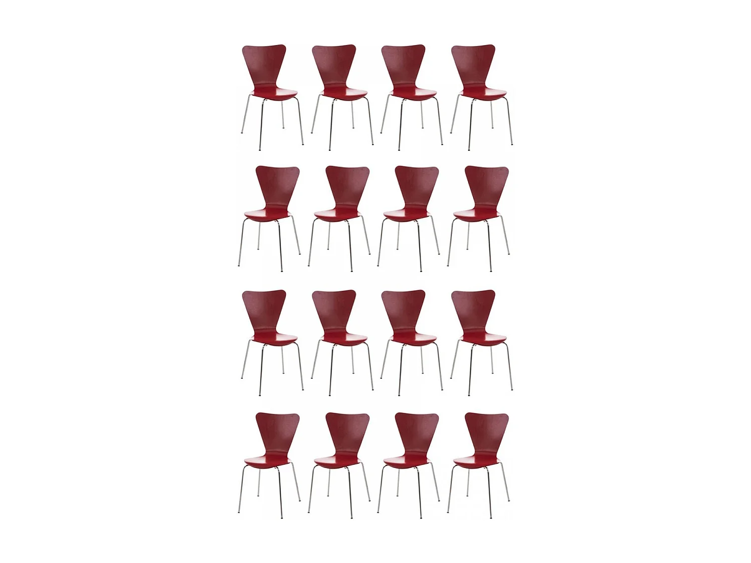 Lot de 16  Chaise de conférence - Bois - Rouge - Calisto
