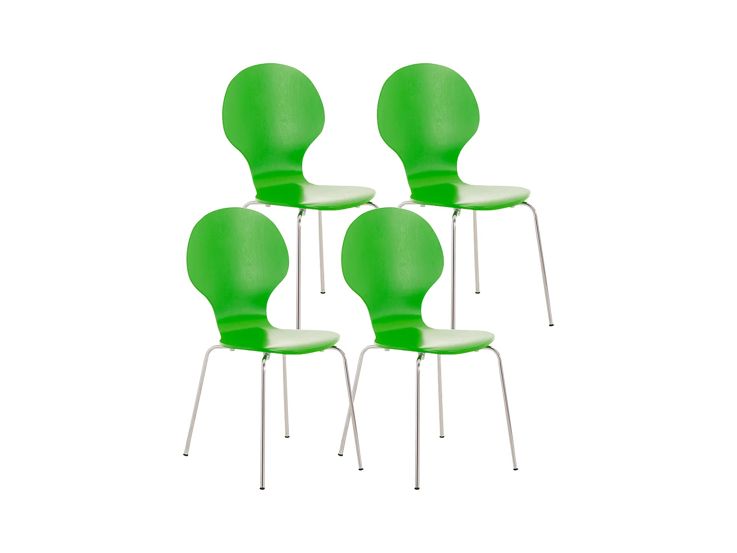 Lot de 4  Chaise de conférence - Bois - Vert - DIEGO