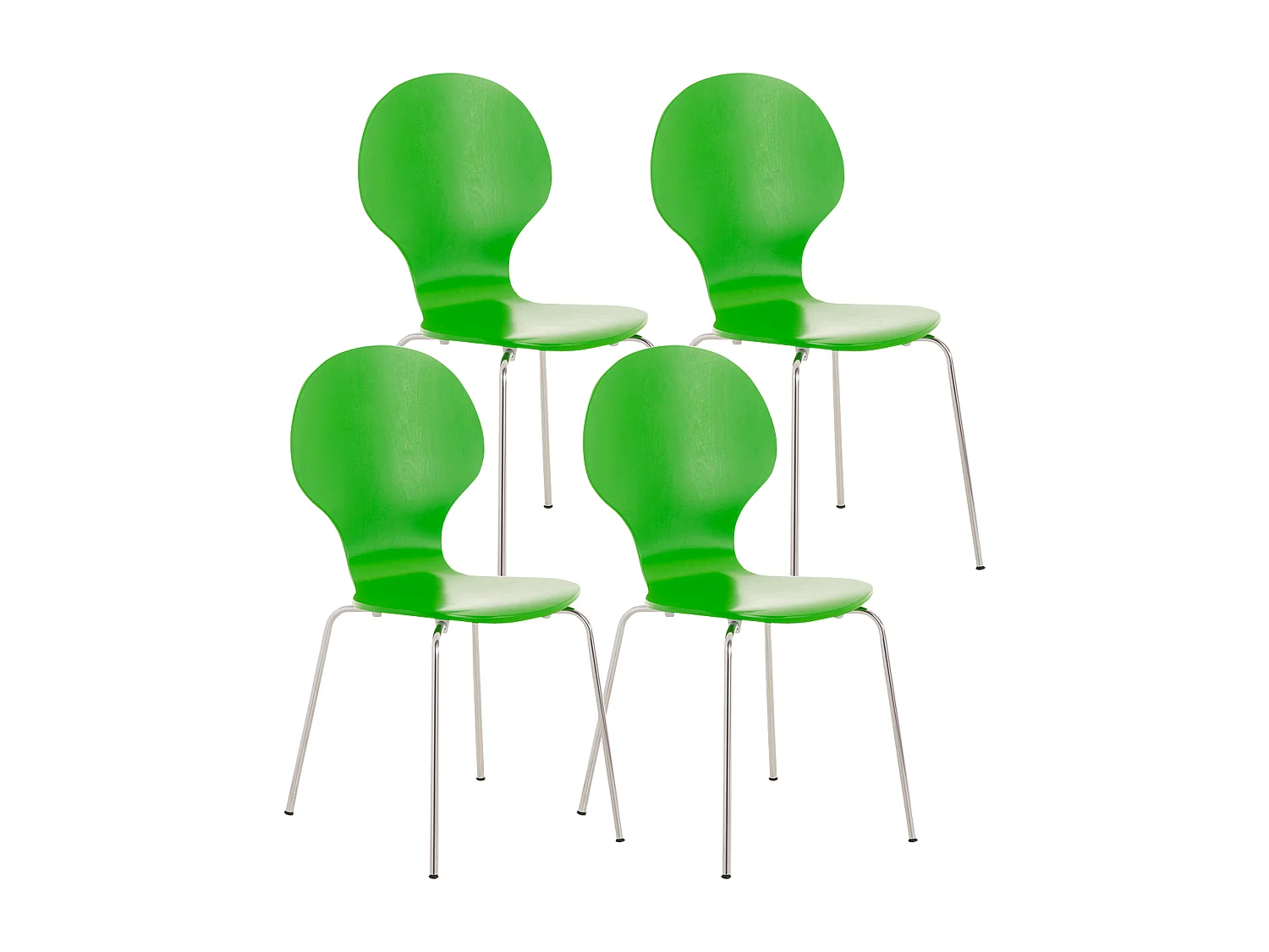 Lot de 4  Chaise de conférence - Bois - Vert - DIEGO