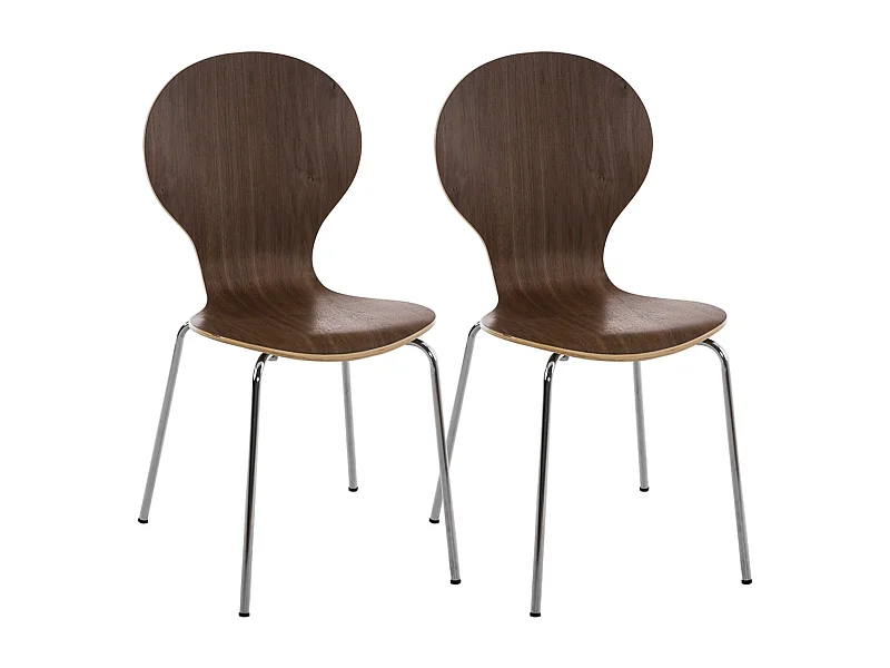 Set van 2  Conferentiestoelen - Hout & roestvrij staal - walnoot - DIEGO