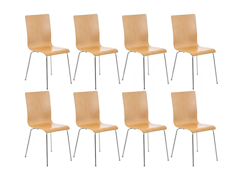 Lot de 8  Chaise de conférence - Bois - Nature - PEPE