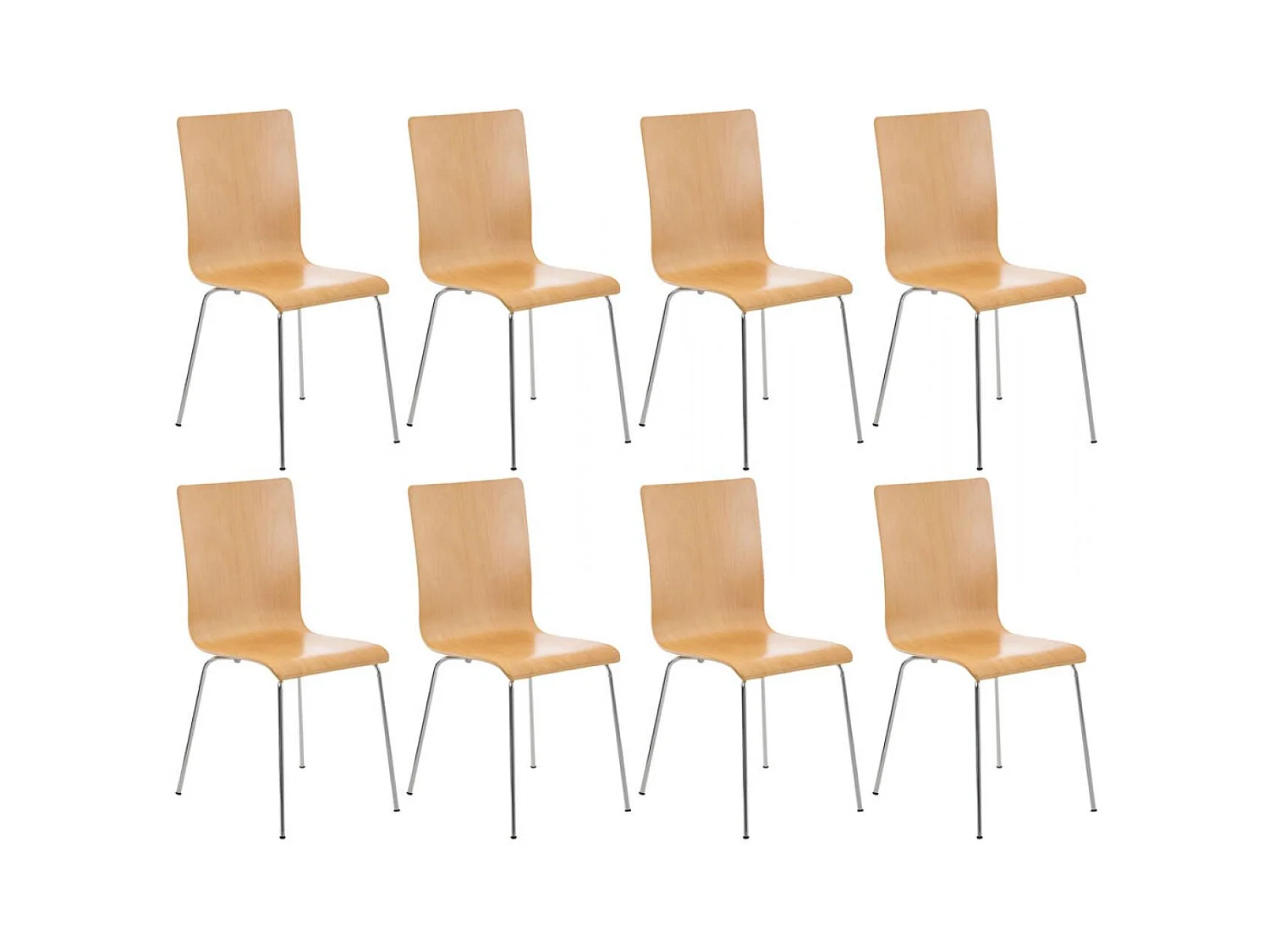 Lot de 8  Chaise de conférence - Bois - Nature - PEPE