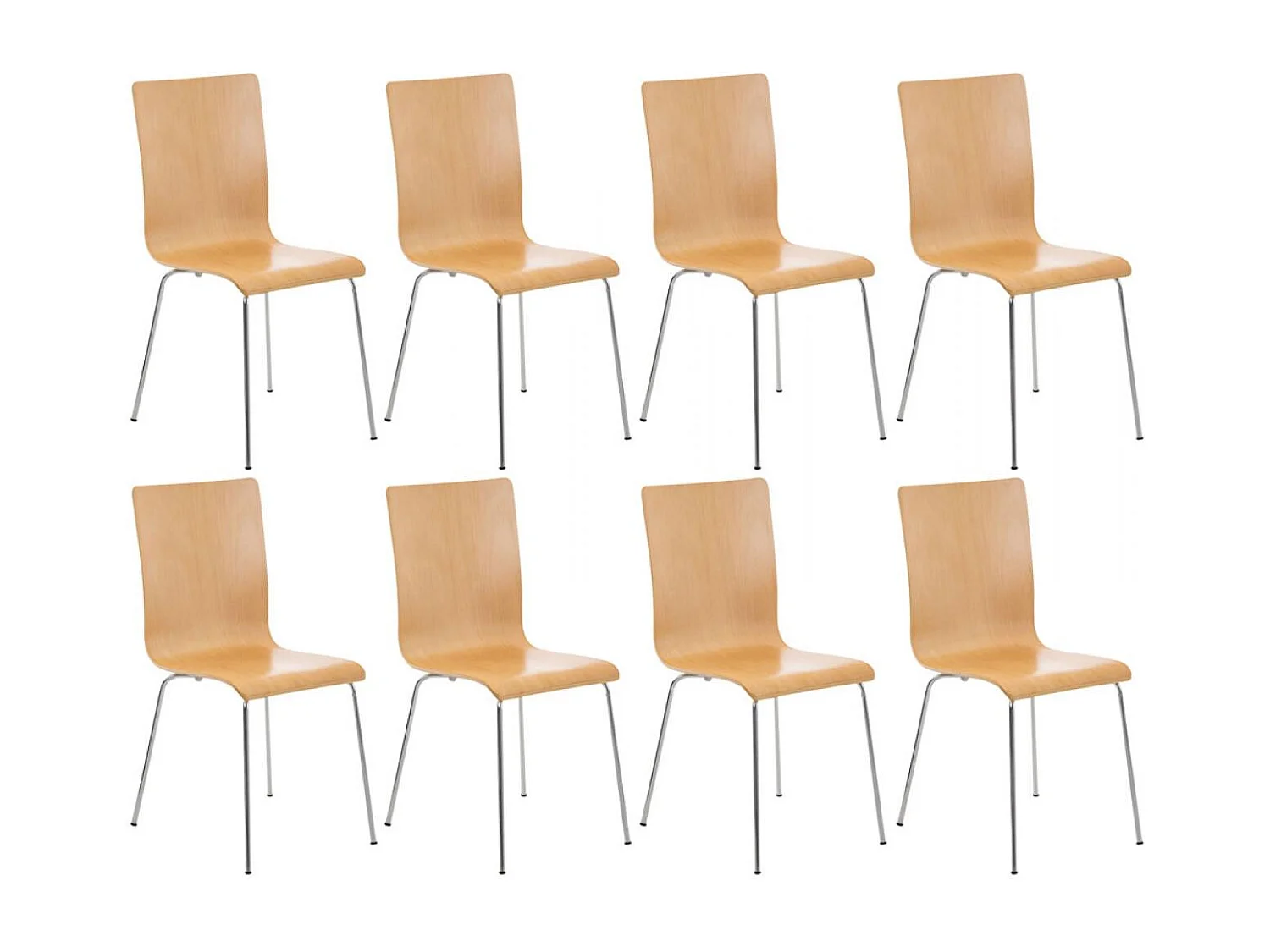 Lot de 8  Chaise de conférence - Bois - Nature - PEPE