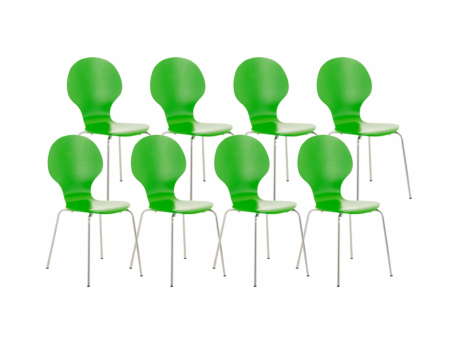 Lot de 8  Chaise de conférence - Bois - Vert - DIEGO