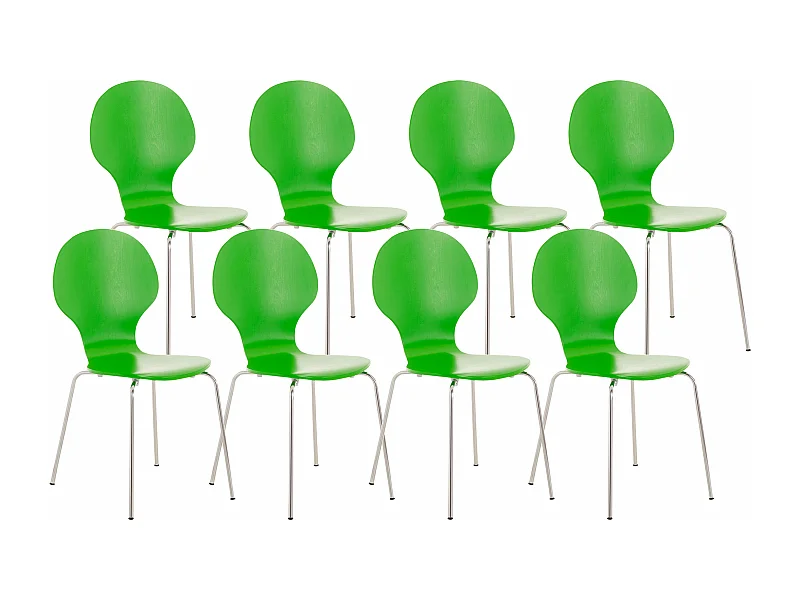 Lot de 8  Chaise de conférence - Bois - Vert - DIEGO