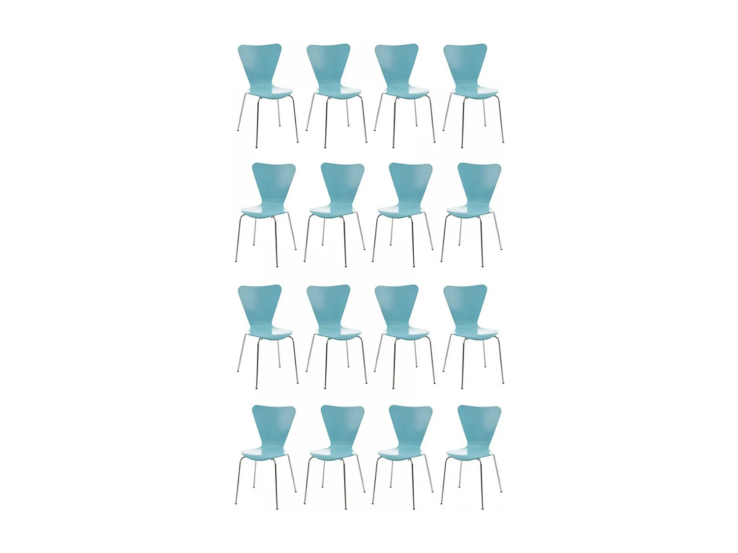 Lot de 16  Chaise de conférence - Bois - Bleu clair - Calisto