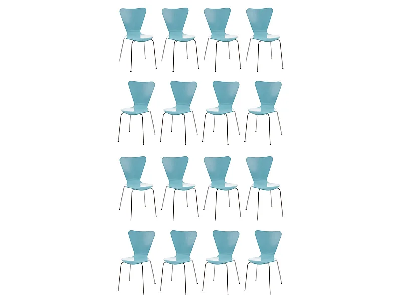 Lot de 16  Chaise de conférence - Bois & Acier inoxydable - Bleu clair - Calisto