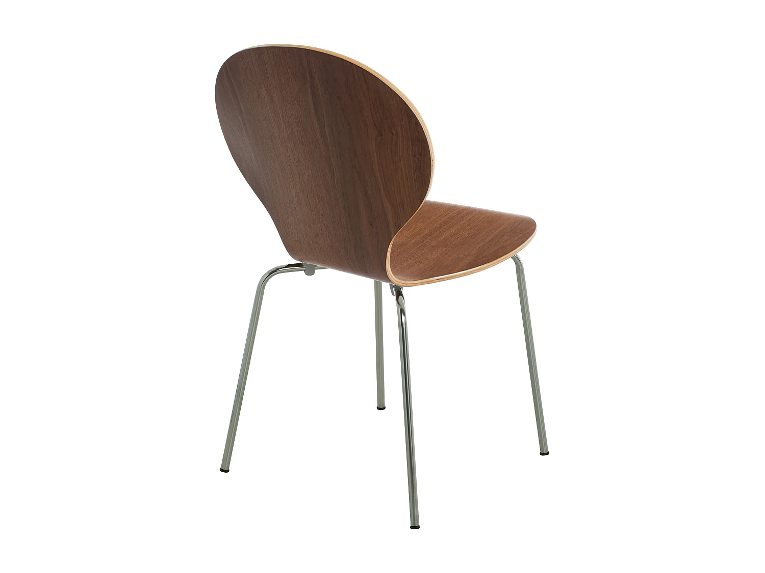 Lot de 4  Chaise de conférence - Bois & Acier inoxydable - Noyer - DIEGO