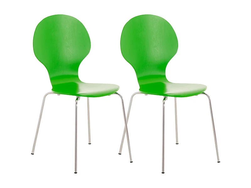 Lot de 2  Chaise de conférence - Bois - Vert - DIEGO